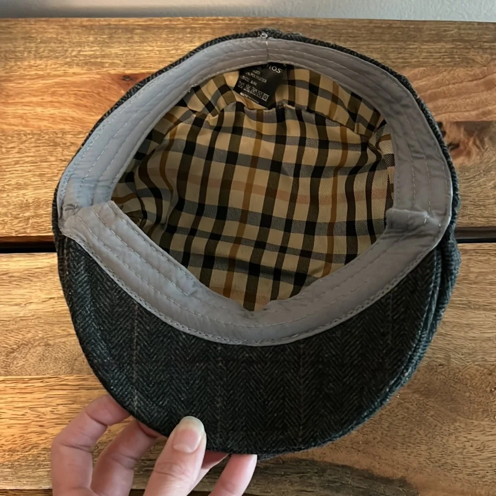 KB ETHOS Gray Chevron Print Wool Blend Newsboy Cap Hat sz Small/Medium